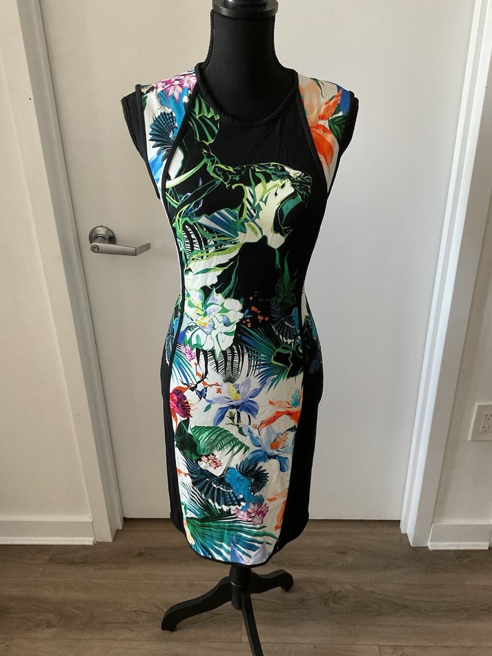 Roberto Cavalli Tropical floral Jungle Bodycon Sheath Zip Dress